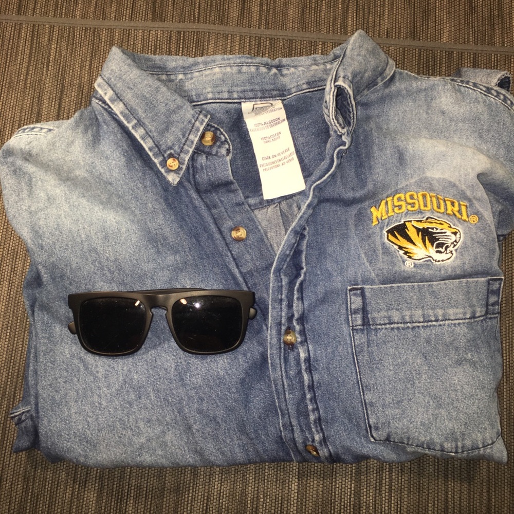 Super Soft Denim MIZZOU Button Down Shirt